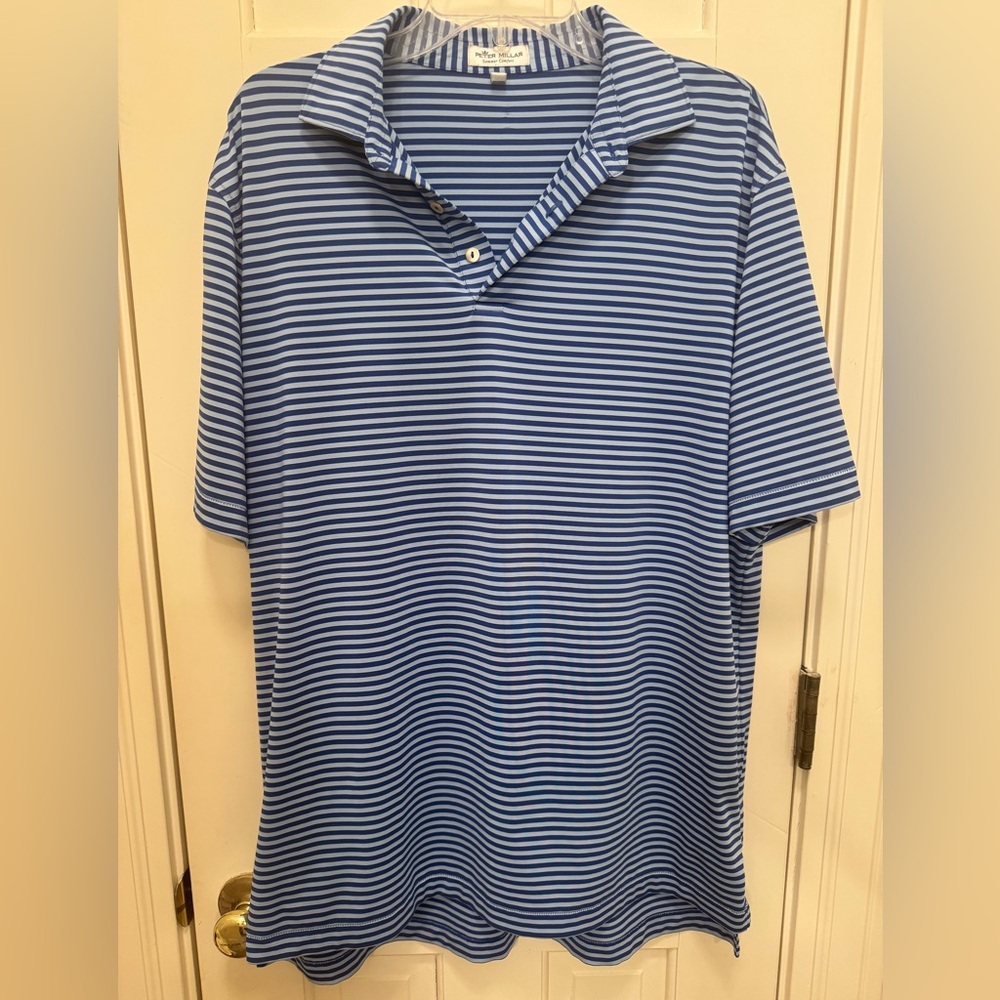 Peter Millar Summer Comfort Blue and White Striped Polo